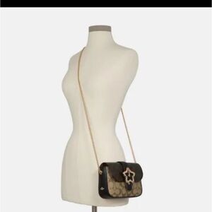 COACH Gemma Blocked Signature Canvas With Star Buckle Crossbody Purse Bag C7013